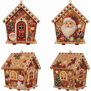 DIY Pearl Art Christmas House Kit, 3D Wooden Rhinestone Diamond Art Set, Beginner‑Friendly Craft for Holiday Lovers