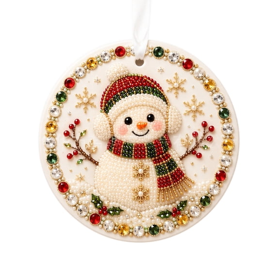 DIY Pearl Art Christmas Ornament Kit with 6 Festive Designs, 7.87 Inch Acrylic Hanging Decor with Beads and Gems, Holiday Craft Set for Adults and Creative Hobbyists