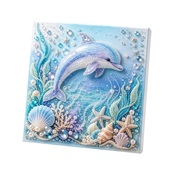 DIY Pearl Art DIY Kit, Ocean Theme Gem Dot Diamond Painting Craft Set for Coastal Home Decor, Handmade Beaded Artwork, Creative Activity Project Supplies,E