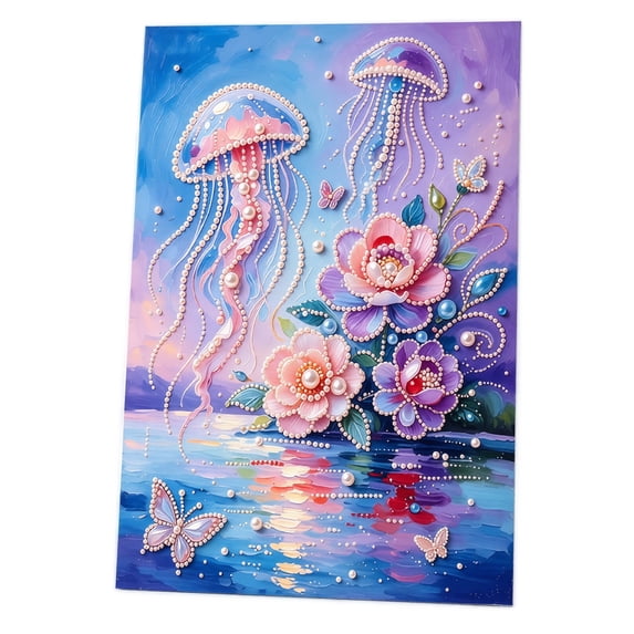DIY Pearl Art Jellyfish Kit – 5D Self-Adhesive Gem Painting for Home Wall Decor – Creative Handmade Mosaic Craft Gift Set – Relaxing DIY Activity for Adults & Teens – Living Room Bedroom Decoration