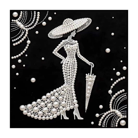 DIY Pearl Diamond Painting Art Kit 12 x 12 Inch, 5D Rhinestone Craft Set with Stretched Canvas for Home Wall Decor