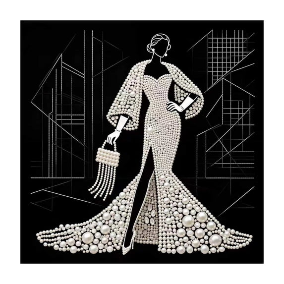 DIY Pearl Diamond Painting Art Kit 12 x 12 Inch, 5D Rhinestone Craft Set with Stretched Canvas for Home Wall Decor