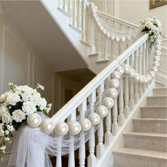 DIY Pearl Garland Kit, 20 Large Faux Pearl Beads with Needle & String, Wedding Balloon Arch Decor, Bridal Shower Backdrop