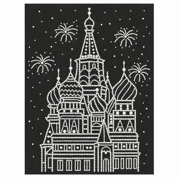 DIY Pearl Painting Kit for Adults, Fireworks Castle Diamond Dots Beads Canvas Art with Frame 30x40cm, Beginner Friendly Craft Kits, Wall Decor Home Gifts for Women Men