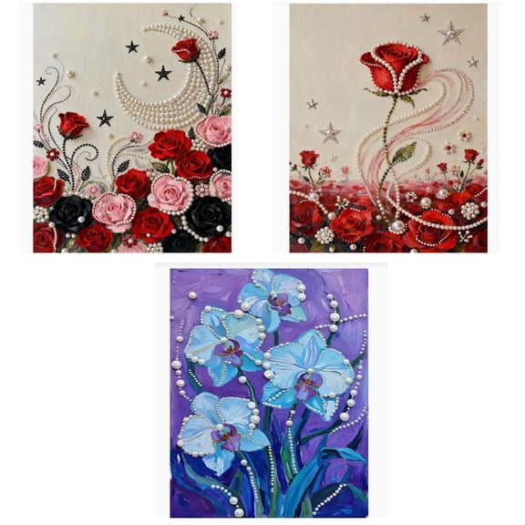 DIY Pearl Painting Kit, Handmade Wind Diamond Decorative Art Painting, Creative Crafts Project for Home Decor Gift, Home Wall Art Decor, DIY With Pearl Embellishments Craft Supply, 16*12in, C