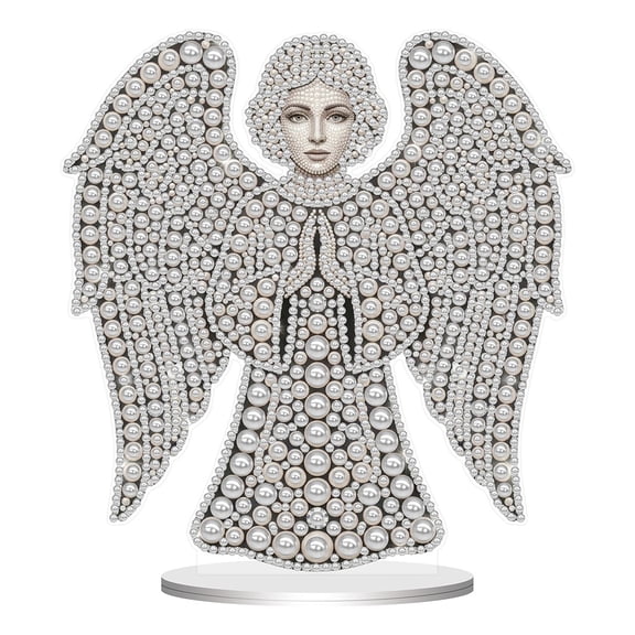 DIY Pearl Painting Ornament: Creative Pearl Painting Patterns, Handmade Holiday Gift, Healing Home Decor Painting with Tools (Single-sided Rhinestone Dotting)-Angel