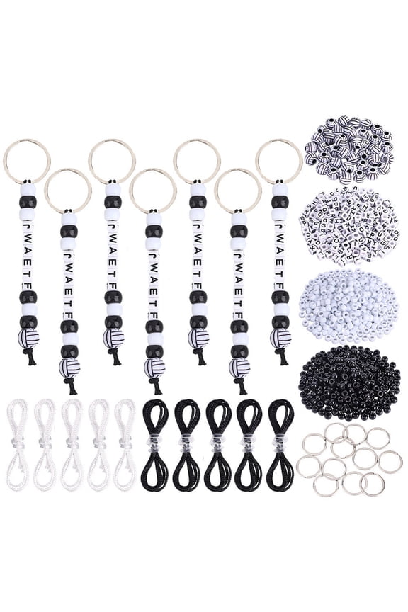 DIY Pendant Keychain Making Kits Including Acrylic Beads and Iron Key Ring Volleyball 11.5x10.5mm Hole: 4.5mm