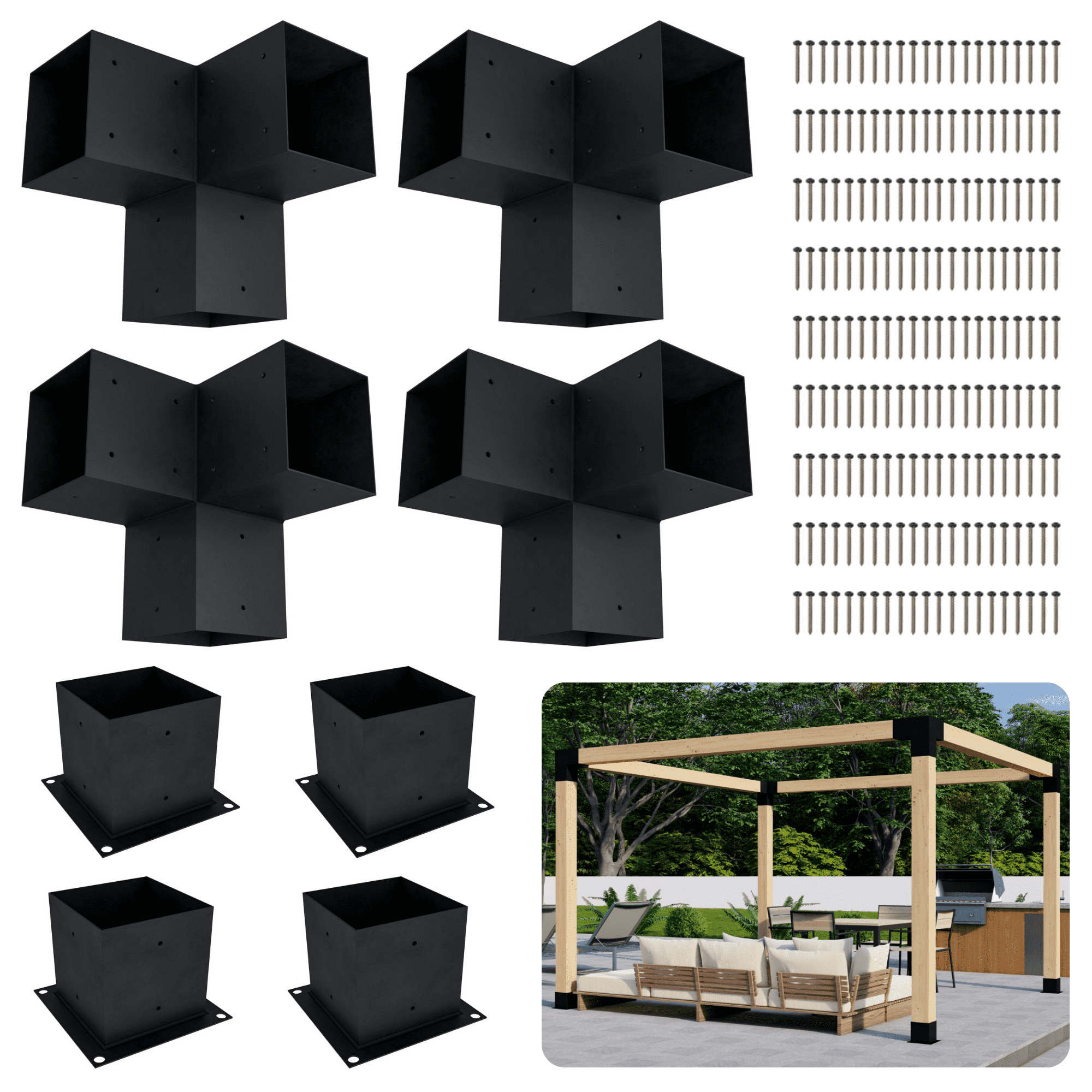 DIY Pergola Bracket Kit for 8x10 Timber Frame Pergola - Heavy-Duty 6x6 ...