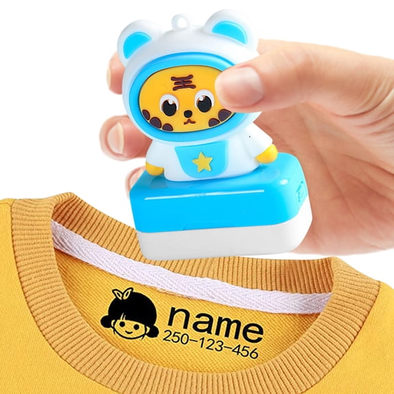 DIY Personalized Name Stamp for Fabric, Custom Self-Inking Clothing Marker, Portable Washable Textile Printer for Clothes and Bags(Blue)