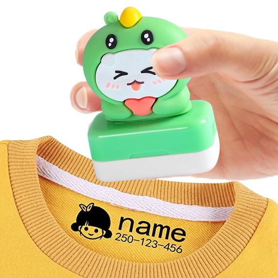 DIY Personalized Name Stamp for Fabric, Custom Self-Inking Clothing Marker, Portable Washable Textile Printer for Clothes and Bags(Green)