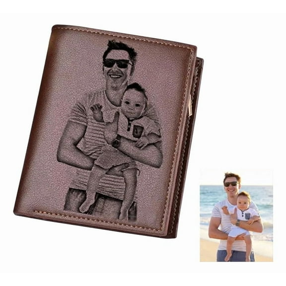 DIY Personalized Photo Wallet, Double Sided Customized, Engraved Picture Wallet Leather Wallet Men's Birthday, Boyfriend, Anniversary, Father's Day GiftPersonalized Family Photo Leather Wallet