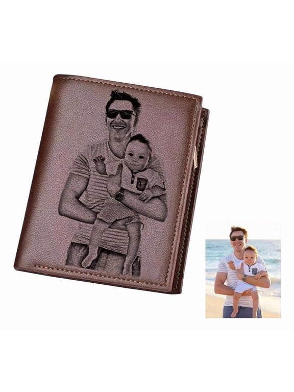 DIY Personalized Photo Wallet, Double Sided Customized, Engraved Picture Wallet Leather Wallet Men's Birthday, Boyfriend, Anniversary, Father's Day GiftPersonalized Family Photo Leather Wallet