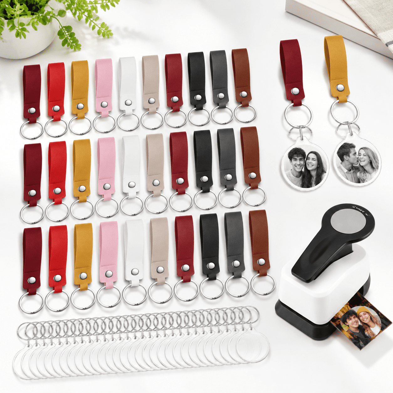 DIY Photo Keychain Making Kit with 30 Multicolor Pre-Assembled PU Frame ...