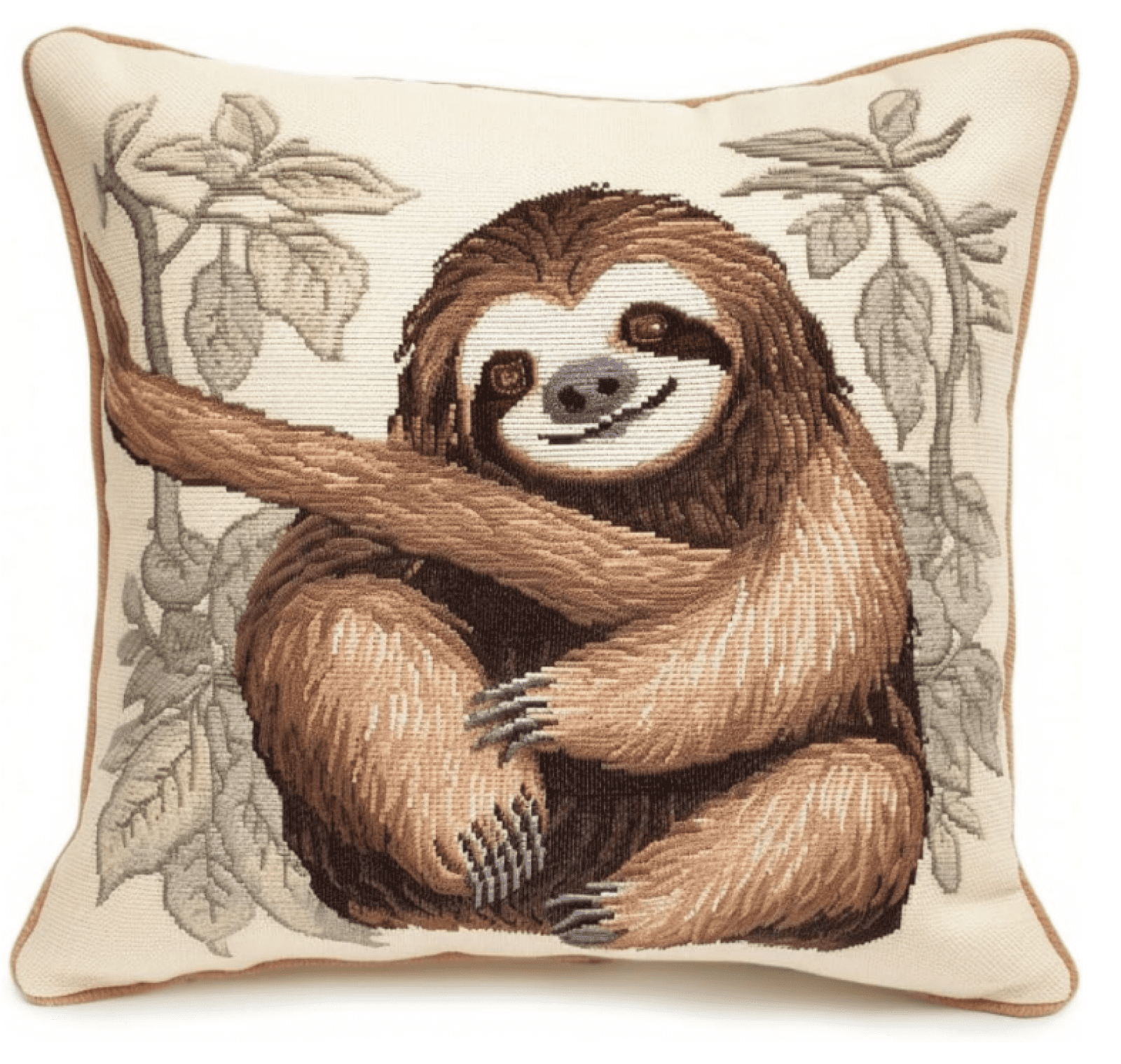 DIY Pillow Embroidery Kit Sloth Animal Latch Hook Kits For Adults DIY Pillowcase Craft Kit Pre-Printed Pattern 17x17in