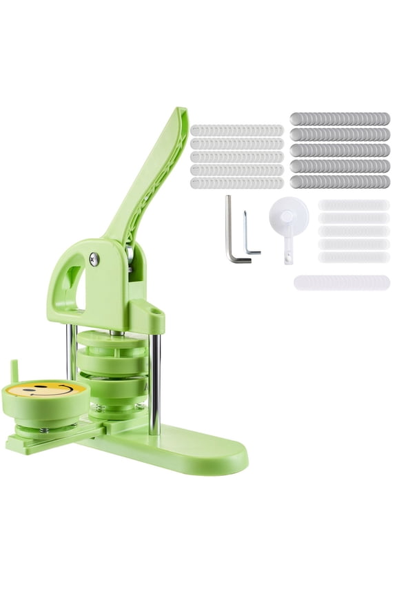 DIY Pin Maker Machine with 100 Button Parts,Circle Cutter&Guide Book,2.95 " Plastic Badge Press for Custom Keychains and Personalized Buttons,Green