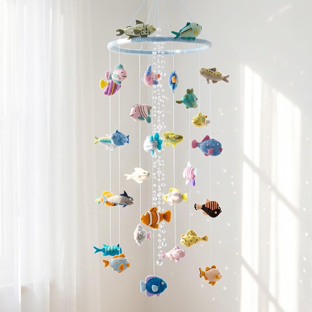 DIY Pipe Cleaner Wind Chime Kit, Ocean Whale & Girl Handmade Craft Set for Kids and Adults, Beach Theme Garden Hanging Decor, Blue & Pink (k)