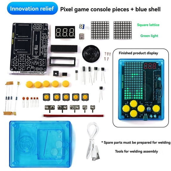 DIY Pixel Game Kit Mini Pixel Game Console with Voice Electronics DIY ...