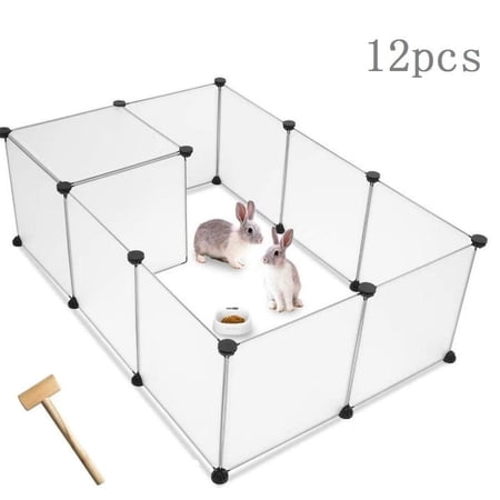 DIY Plastic Animal Playpen Foldable Pet Playpen Yard Dogs Cage Indoor Outdoor for Puppy,Rabbits, Ferrets, Mice, Hamsters with 12 Panel