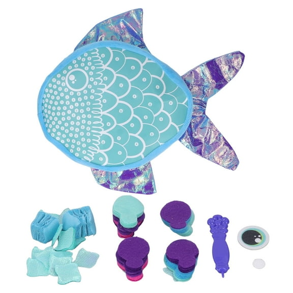 DIY Plush Craft Pillow, DIY Fabric Art Kits, Kids Creative Learning Activities, Fun with Bright Colors, Plush Animal Decompression Toys for Kids over 6 Years Old Fairy Fish Pillow 33388