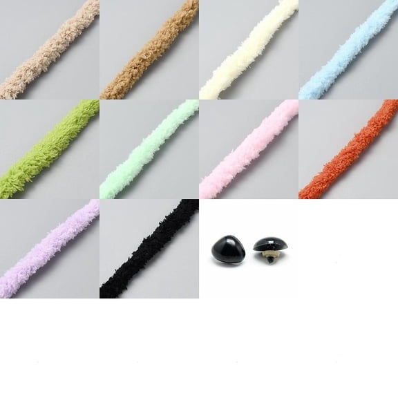 DIY Plush Sticks Pipe Cleaner Polyester Chenille Stems with Aluminum Core Craft Plastic Eyes and Plastic Noses