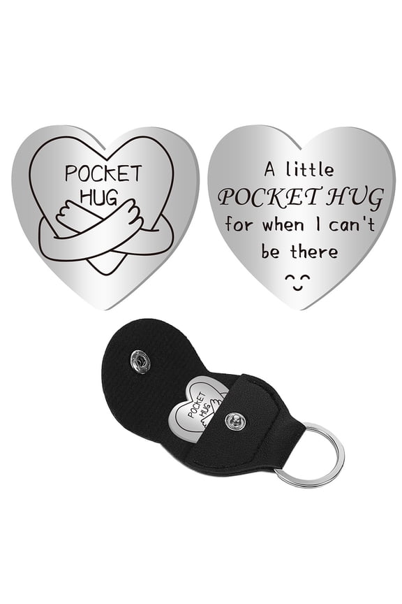 DIY Pocket Hug Token Long Distance Relationship Keepsake Stainless Steel Double Sided Message Engraved Memento