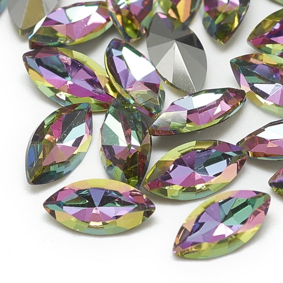 DIY Pointed Back K9 Glass Rhinestone Cabochons Random Color Back Plated Faceted Horse Eye Vitrail Medium 10x5x2.5mm DIY