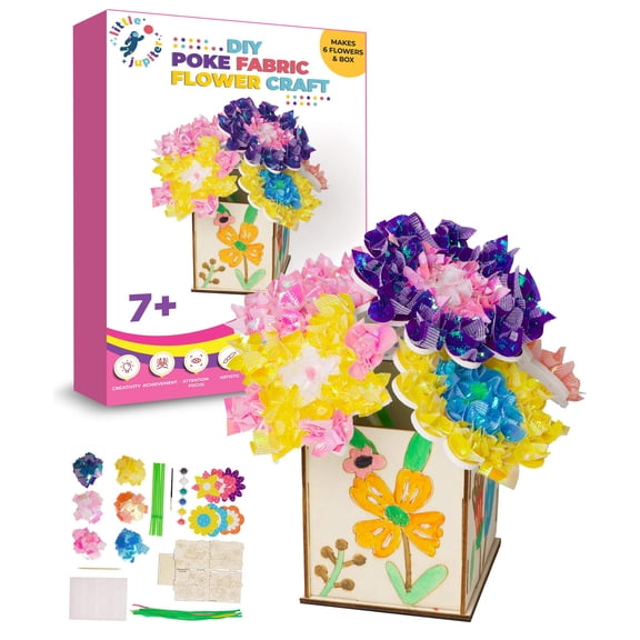 DIY Poke Fabric Flower Craft - Makes 6 Flower Bouquet & Box with Paint