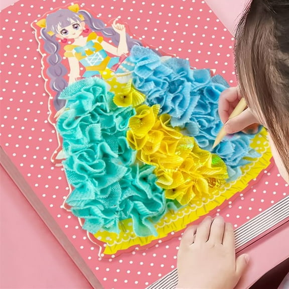 DIY Poking Princess Clothes Crafts Handmade Cartoon DIY Painting Toys for Kids