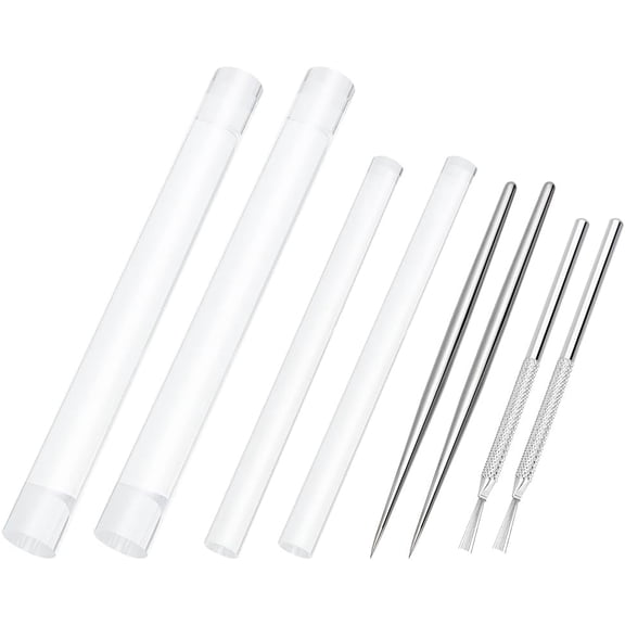 DIY Polymer Clay Tool Sets Including Acrylic Rolling Pin Stainless Steel Clay Needle Tools Clear Needle Tool: 135~155x6~6.5mm 4pcs Rolling Pin: 165~195x13~20mm 4pcs