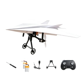DIY Power-Up RC Flying Paper Plane, Gyro Stabilizer Dual Propeller Lightweight Foldable Toy with Mirrorless Camera