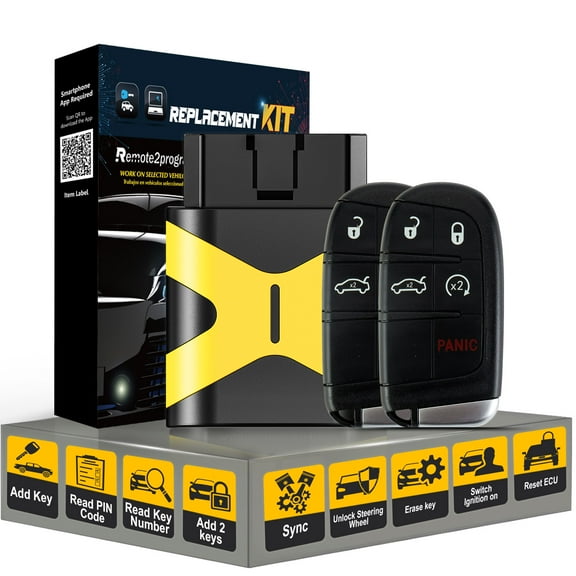 DIY Programming Car Key for No Working Key/Add 2 Keys and Keyless Entry Remote Replacement for Dodge/Challenger/Charger/Dart/Chr-ysler with FCC: M3N-408213022