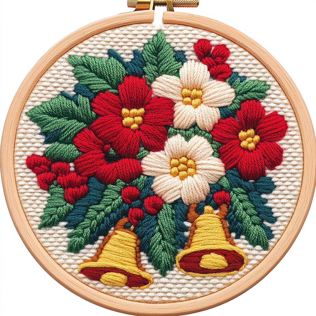 DIY Punch Needle Kits for Beginners Christmas Flowers and Jingle Bells ...