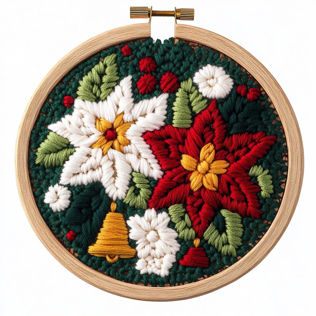 DIY Punch Needle Kits for Beginners Christmas Flowers and Jingle Bells ...