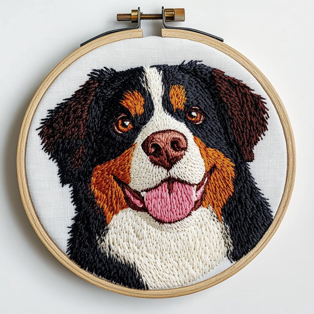 DIY Punch Needle Kits for Beginners Cute Bernese Mountain Dog with Hoop ...