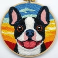 thumbnail image 1 of DIY Punch Needle Kits for Beginners Cute Boston Terrier Dog with Sunset with Hoop Embroidery Punch Needle Starter Craft Set Easy for Adults and Children Festival Gift and Decoration 20x20cm-1, 1 of 6
