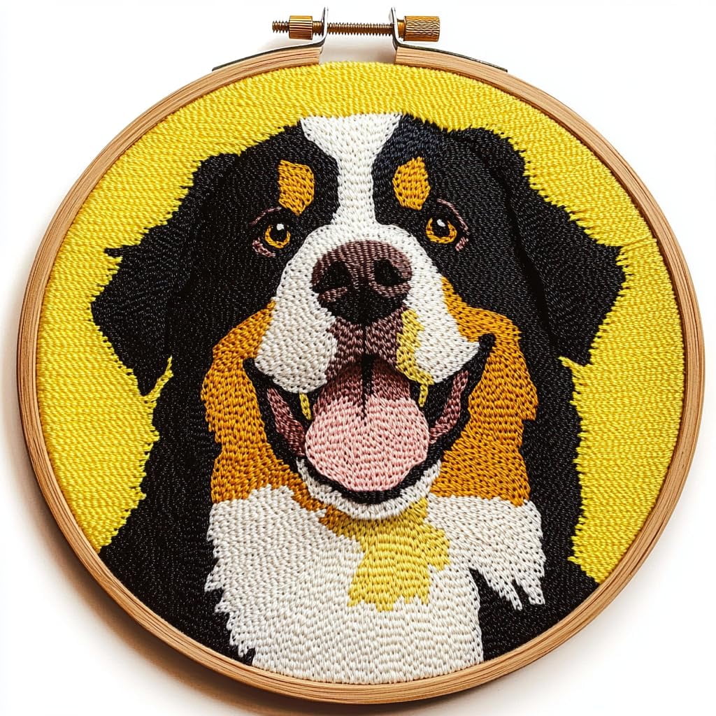 DIY Punch Needle Kits for Beginners Cute Cartoon Bernese Mountain Dog ...