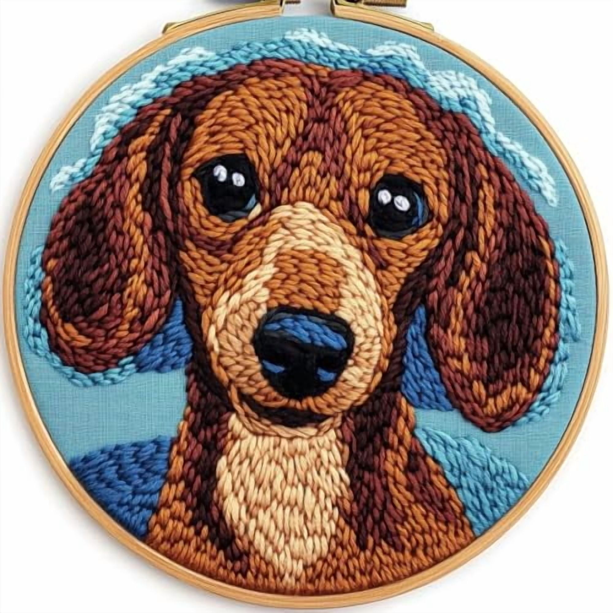 DIY Punch Needle Kits for Beginners Cute Cartoon Brown Dachshund Dog ...