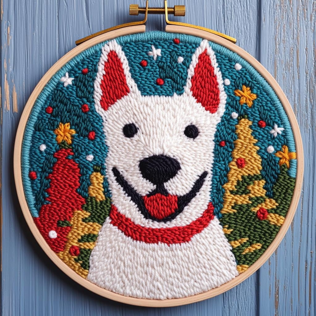DIY Punch Needle Kits for Beginners Cute Cartoon Bull Terrier Dog ...