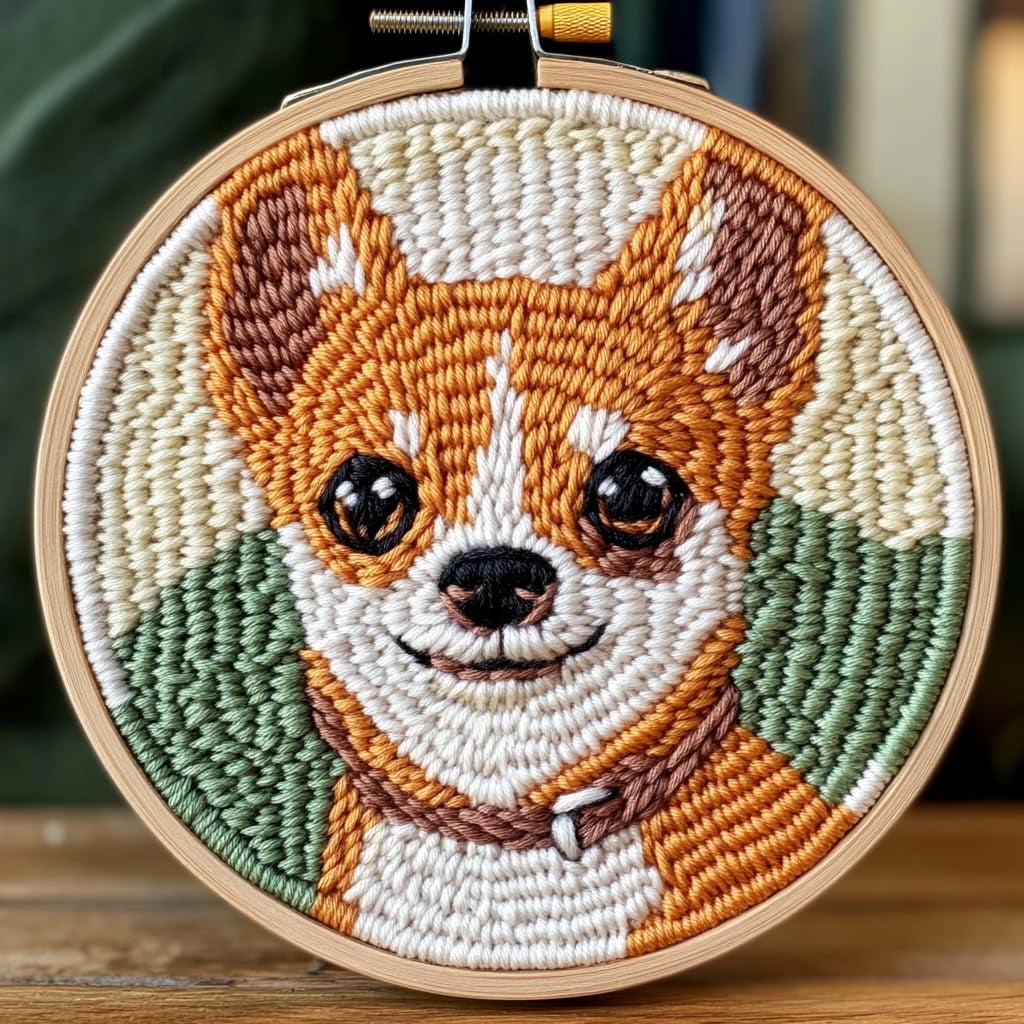 DIY Punch Needle Kits for Beginners Cute Cartoon Chihuahua Dog with ...