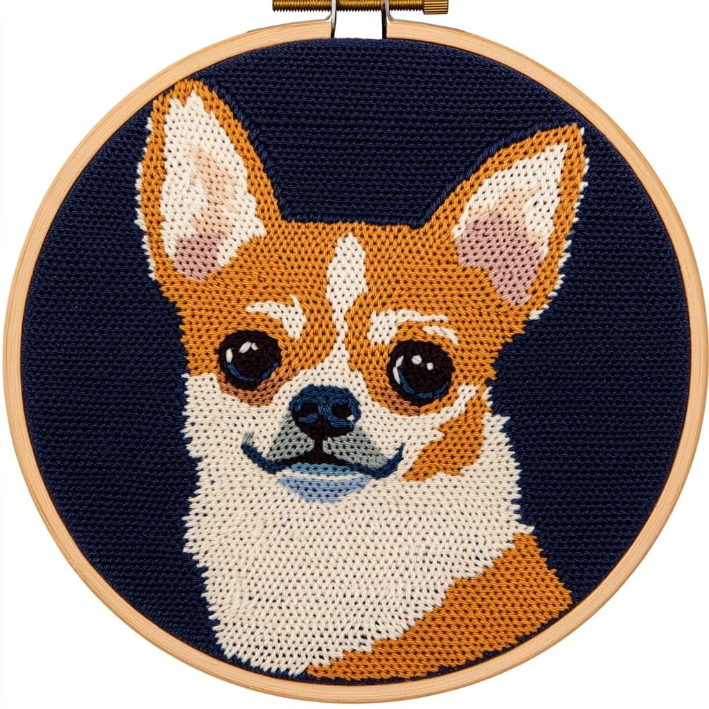 DIY Punch Needle Kits for Beginners Cute Cartoon Chihuahua Dog with ...