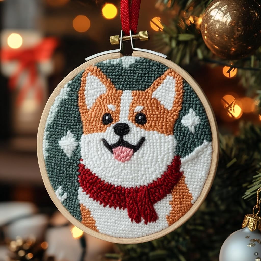 DIY Punch Needle Kits for Beginners Cute Cartoon Corgi Dog ...