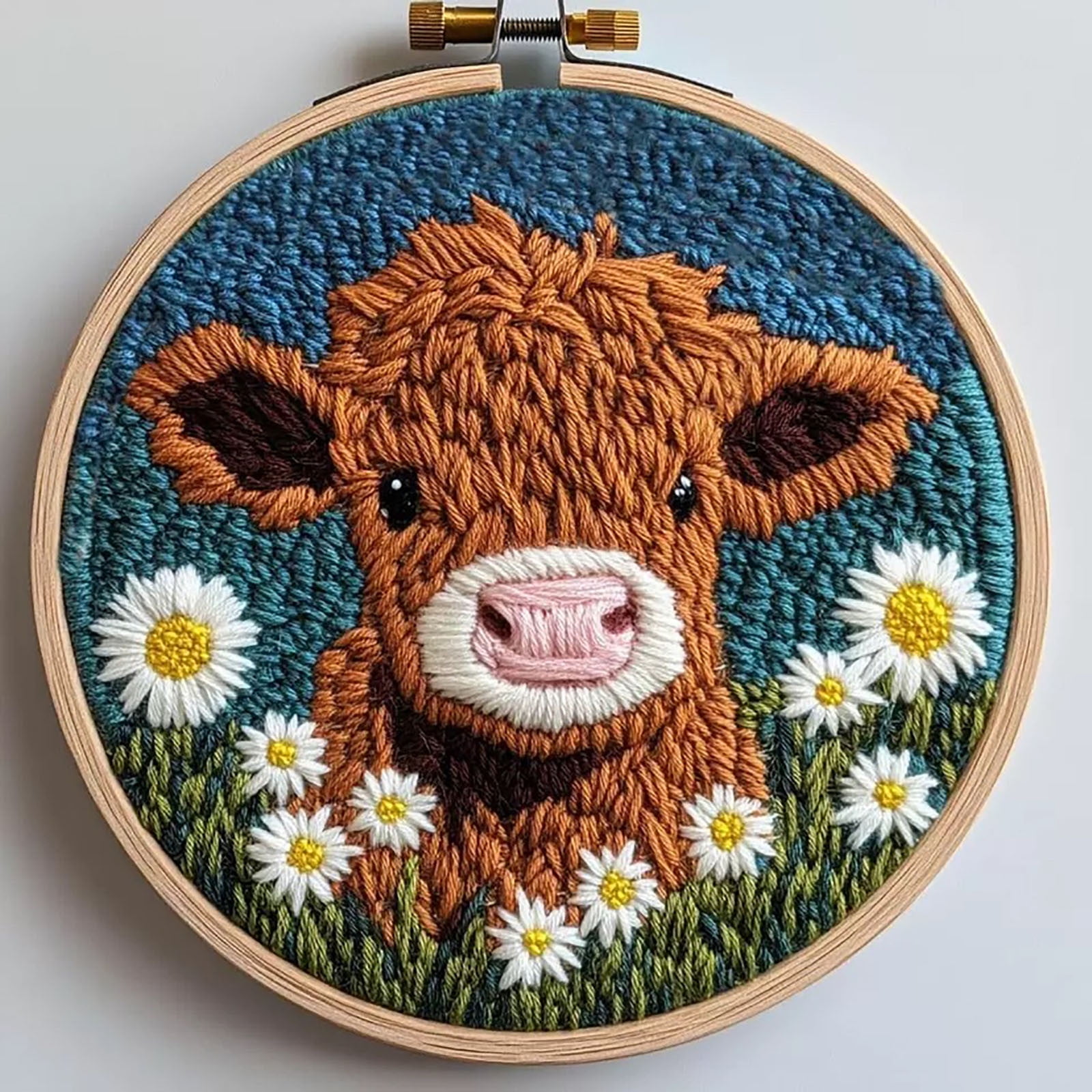 DIY Punch Needle Kits for Beginners Cute Cartoon Highland Cow with ...