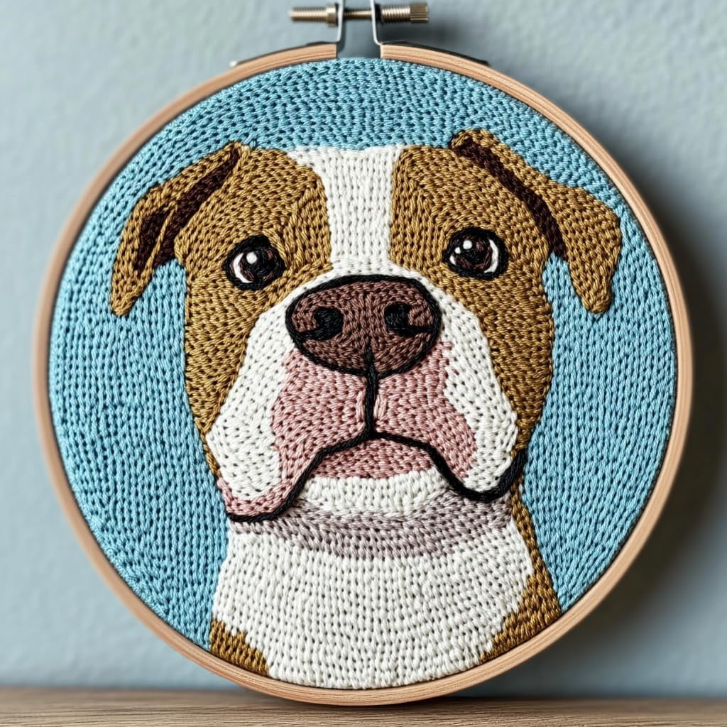DIY Punch Needle Kits for Beginners Dogo Argentino Dog with Hoop Punch ...