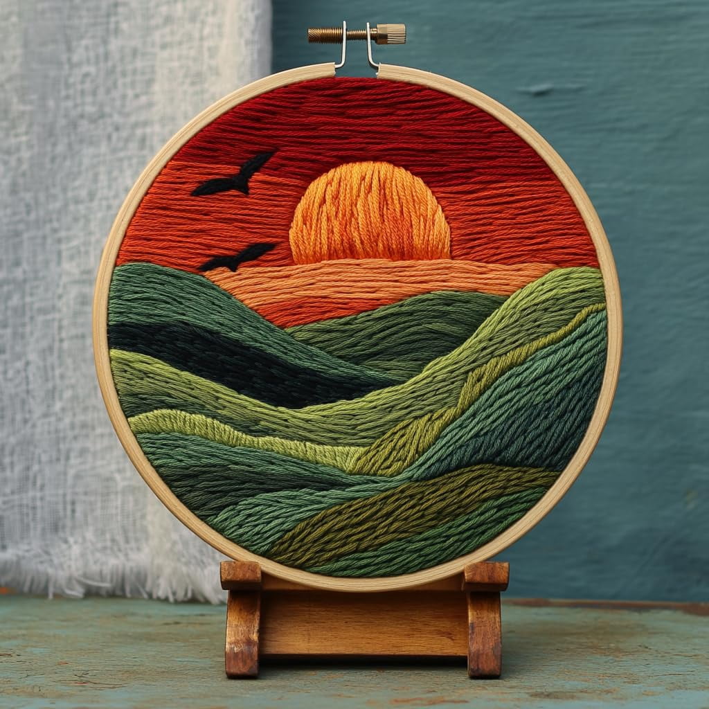 DIY Punch Needle Kits for Beginners Landscape Sunrise with Hoop Punch ...