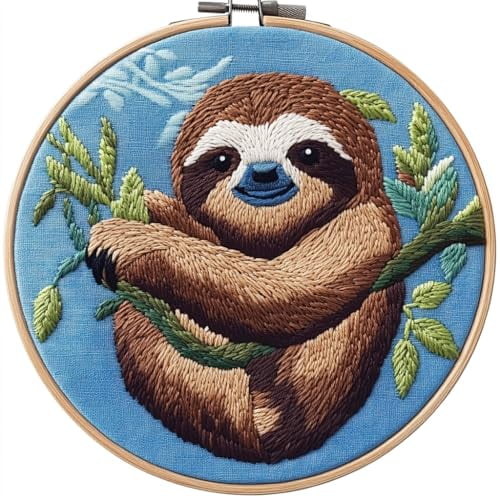 Sloth Needle DIY Punch Needle Kits for Beginners Sloth with Hoop Punch Needle ...