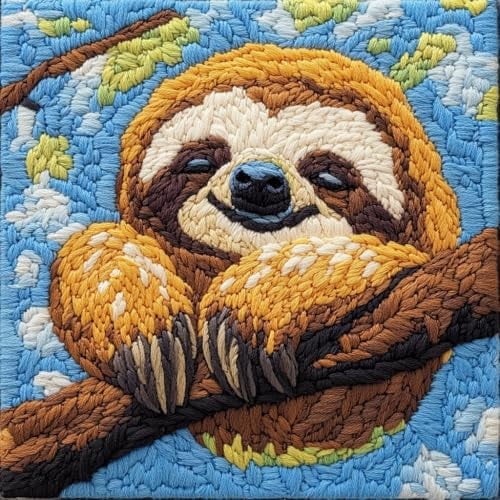 Sloth Needle DIY Punch Needle Kits for Beginners Sloth with Hoop Punch Needle ...