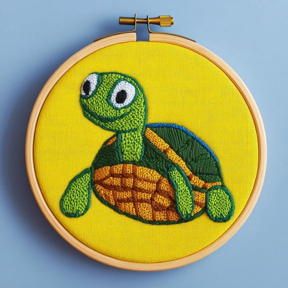DIY Punch Needle Kits for Beginners Turtle with Hoop Embroidery Punch Needle Starter Craft Set Easy for Adults and Children Festival Gift and Decoration 20x20cm-1