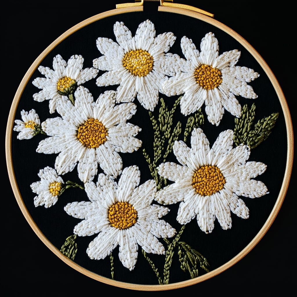 DIY Punch Needle Kits for Beginners White Daisy Flowers with Hoop Punch ...