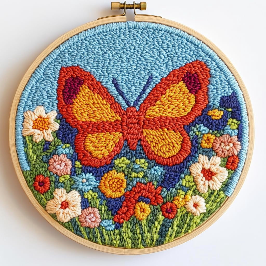 DIY Punch Needle Kits Butterfly and Wild Flowers Easy for Beginners ...
