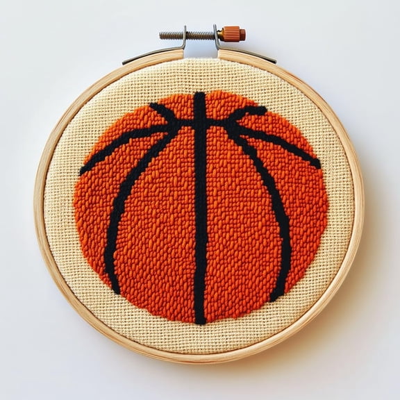 DIY Punch Needle Kits Cartoon Basketball Embroidery Punch Needle Starter Craft with Hoop Easy for Beginners for Festival t and Decoration 20x20cm-2